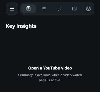 UnTrap Key Insights panel prompting you to open a YouTube video